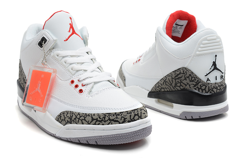 Air Jordan 3 Men Shoes Black//White/Red 
