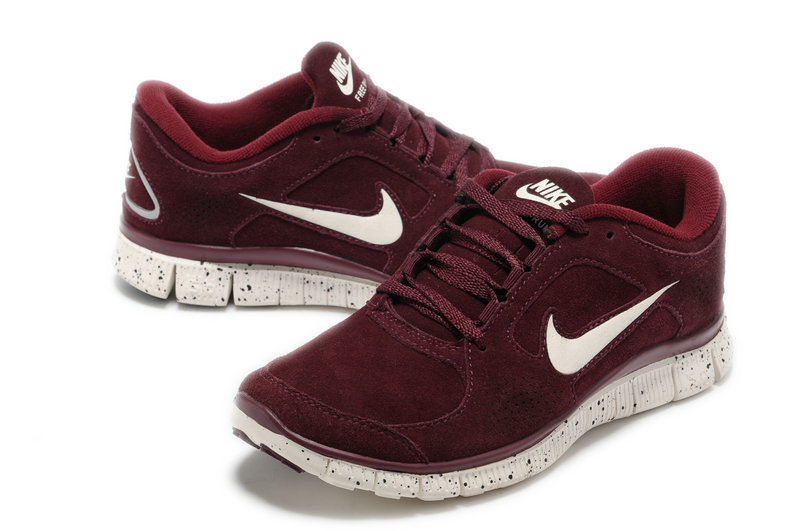 burgundy and white nike shoes