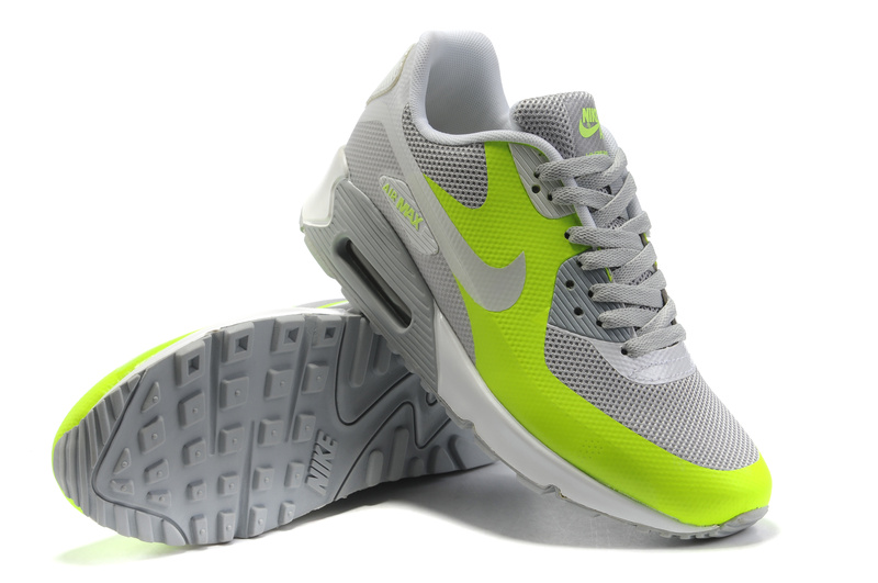 gray and neon green nikes